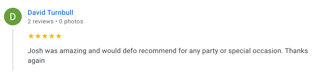 Customer review from David