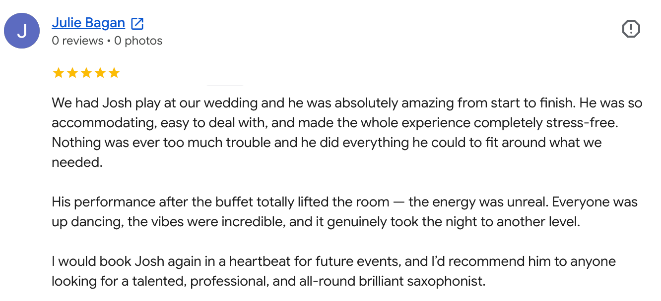 Customer review from Julie